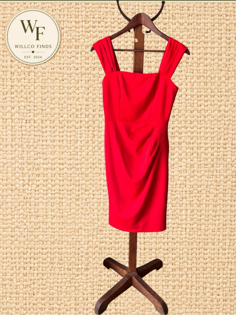 Vince Camuto Red Coral Sheath Dress Size 2 Pleated Strap NWT